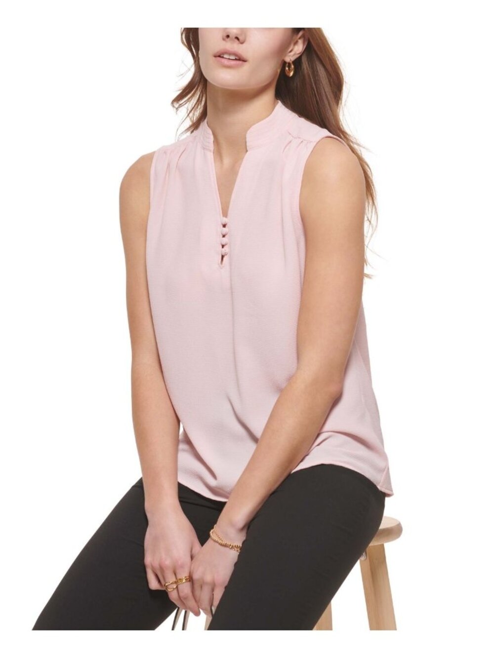 Calvin Klein Women's Sleeveless V-Neck Blouse, Rose, Size Small, NWT